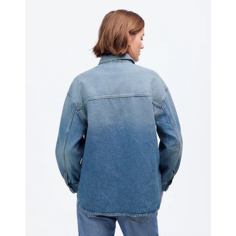 Madewell Denim Boxy Shirt Jacket Maspeth Wash Size Large NU401 - Picture 4 of 13